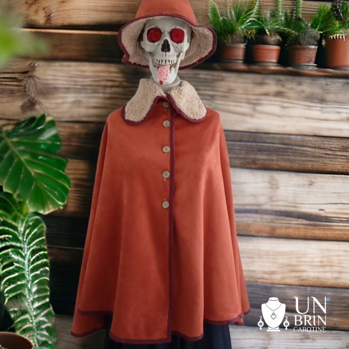 Capeline en velours terracotta et son chapeau 