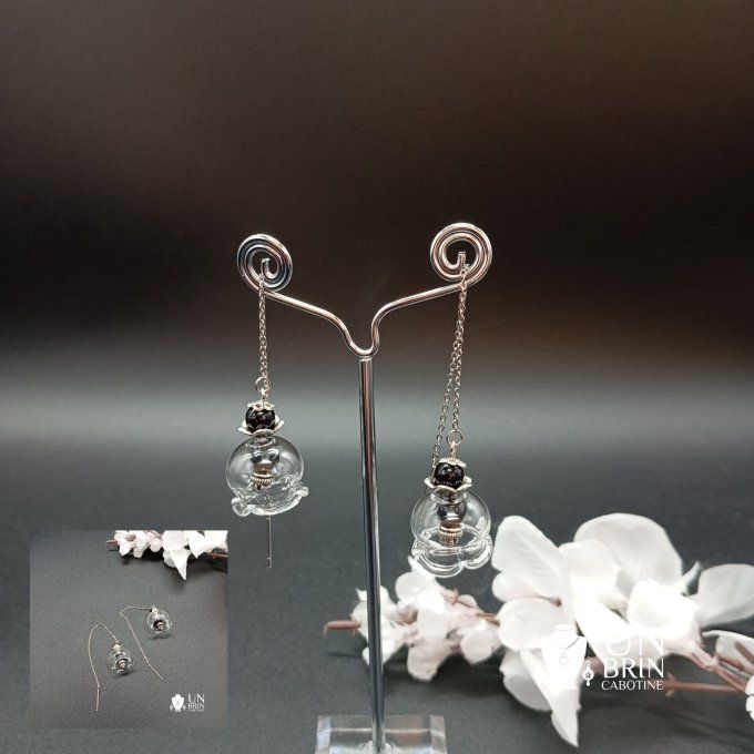 Corolle Transparente et Noire : Boucles d'oreilles modulables