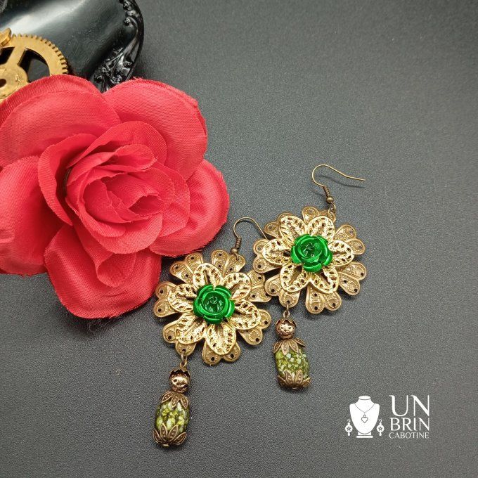 Boucles d'Oreilles "Émeraude Solaire"