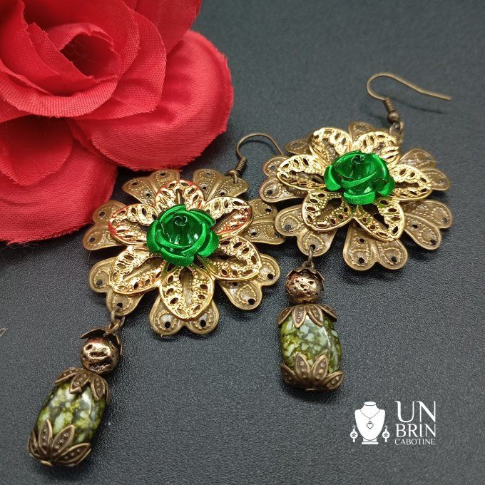 Boucles d'Oreilles "Émeraude Solaire"