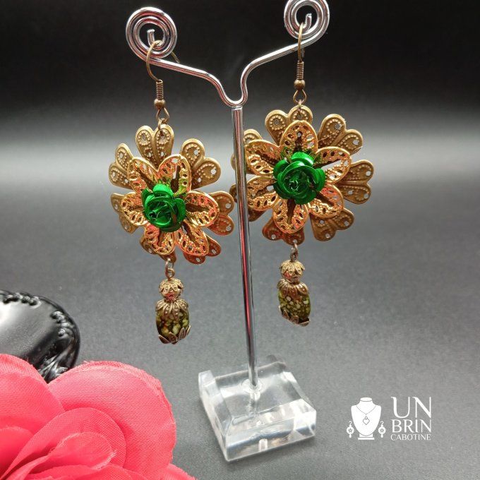 Boucles d'Oreilles "Émeraude Solaire"