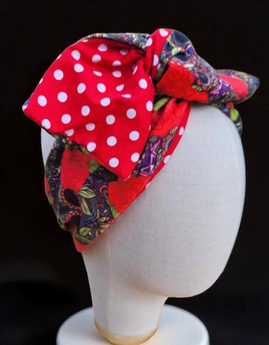 Sac, porte-monnaie et bandeau "Rebelle Fleurie"