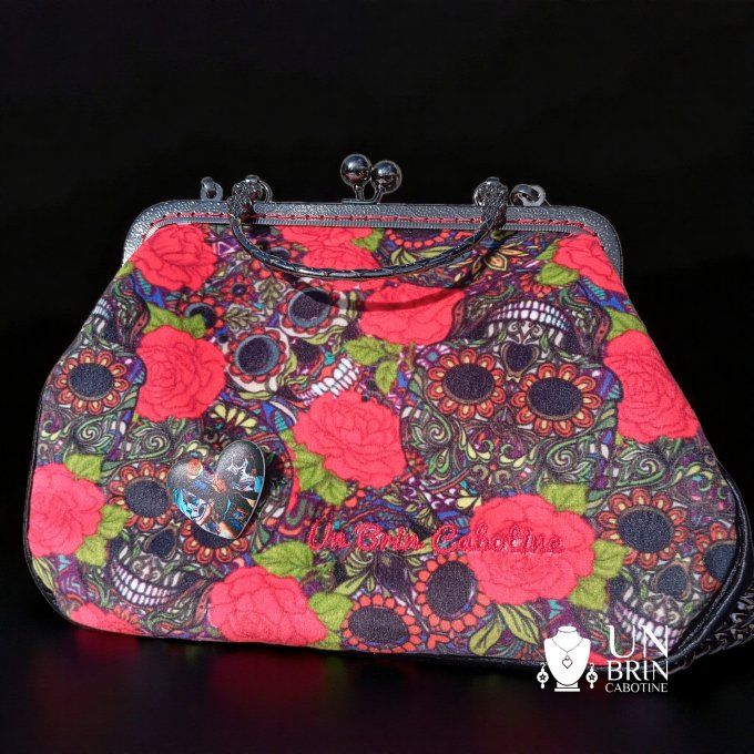 Sac, porte-monnaie et bandeau "Rebelle Fleurie"