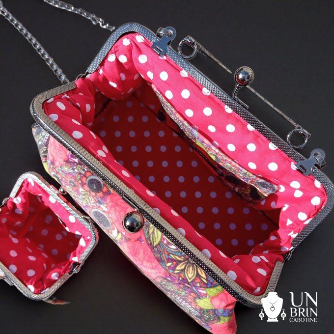 Sac, porte-monnaie et bandeau "Rebelle Fleurie"