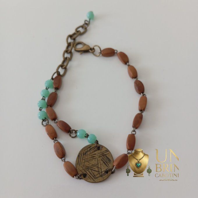 Bracelet "Héritage" - Turquoise et Brun
