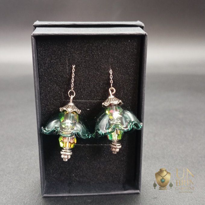 Corolle Bleue/Verte : Boucles d'oreilles modulables