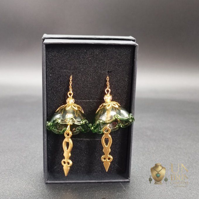 Corolle Verte : Boucles d'oreilles modulables