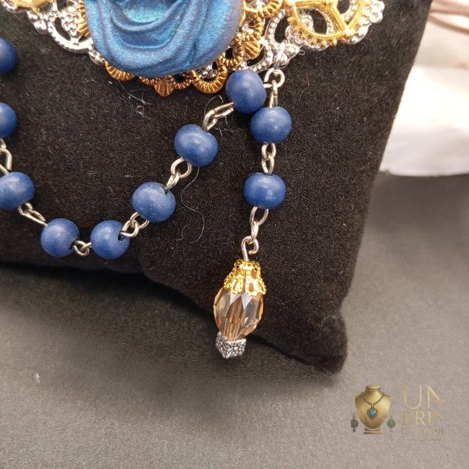 Broche "Masque Lunaire Bleu"