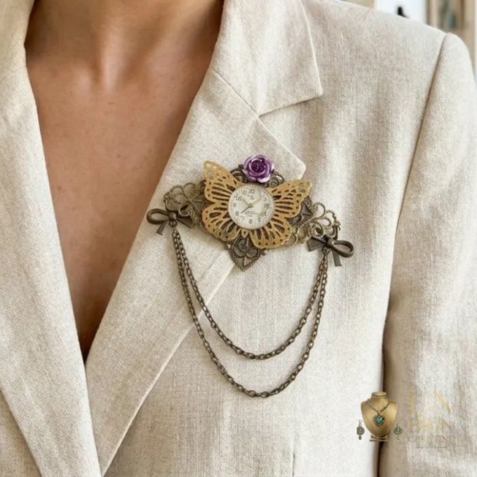 Broche "Papillon de l'Heure"