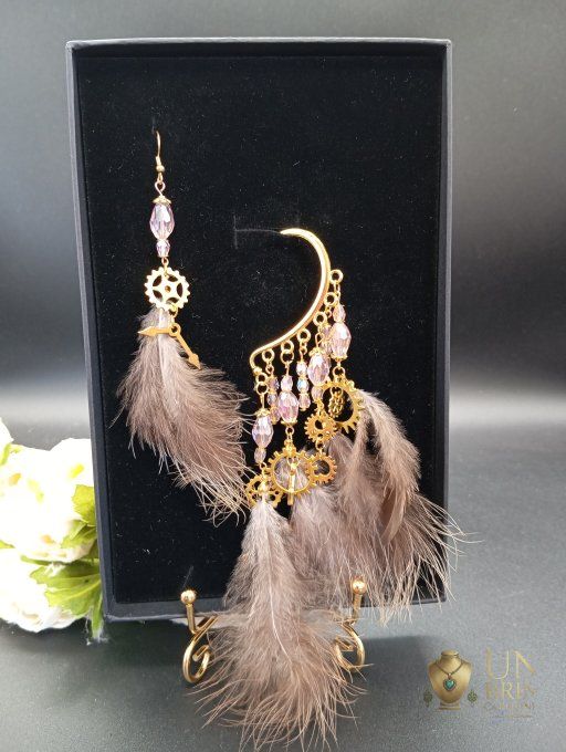 Boucles d'oreilles asymétriques "Éveil Steampunk"