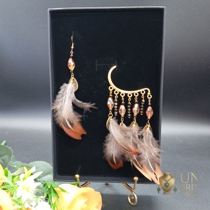 Boucles d'oreilles asymétriques "Reflets Naturels"