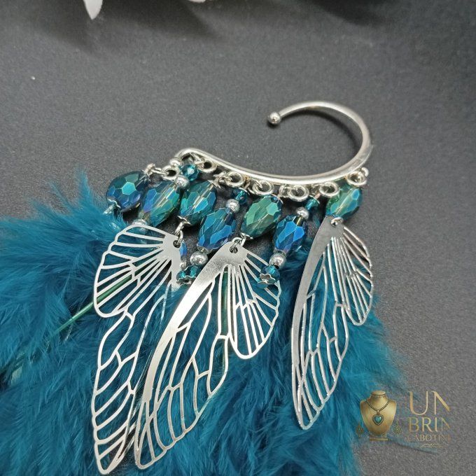 Boucles d'oreilles asymétriques "Envolée Bleue"