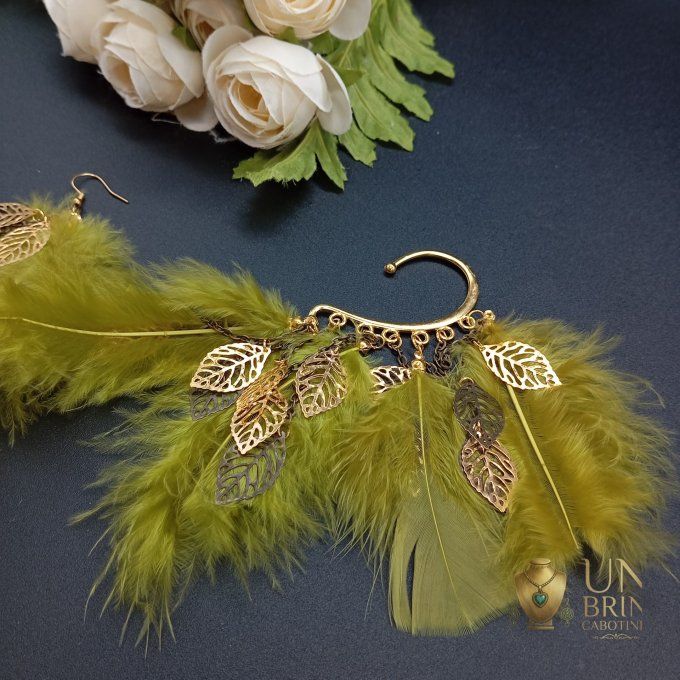 Boucles d'oreilles asymétriques "Forêt Enchantée"
