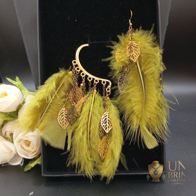Boucles d'oreilles asymétriques "Forêt Enchantée"