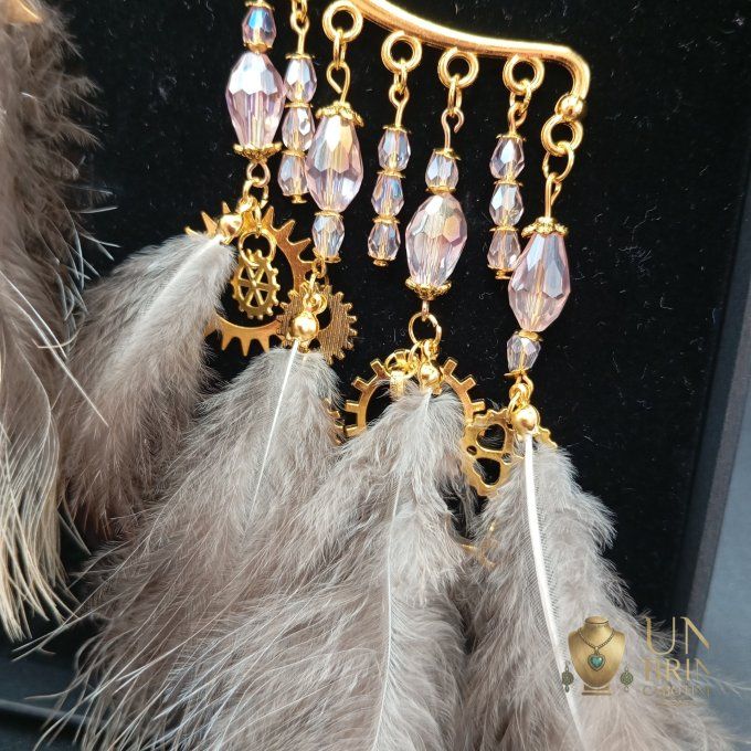 Boucles d'oreilles asymétriques "Éveil Steampunk"