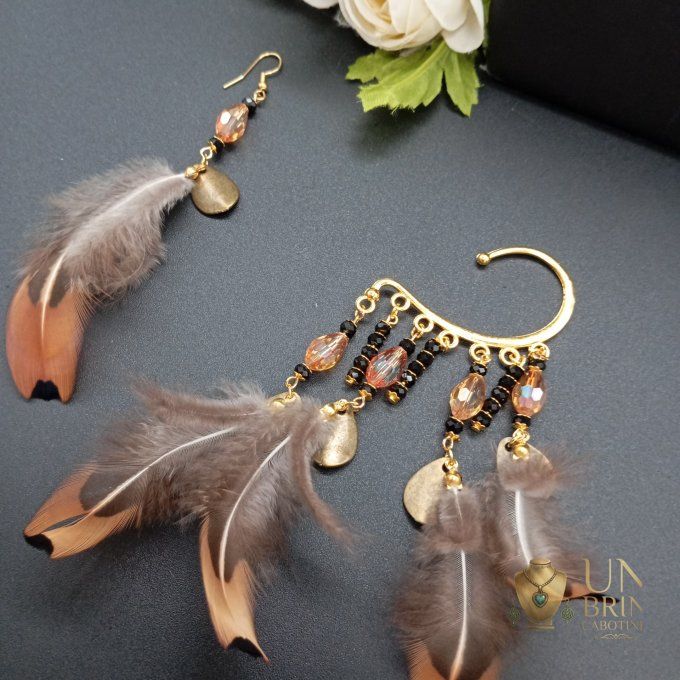 Boucles d'oreilles asymétriques "Reflets Naturels"