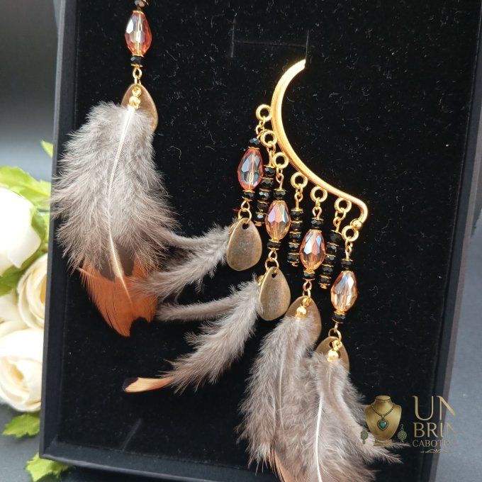 Boucles d'oreilles asymétriques "Reflets Naturels"