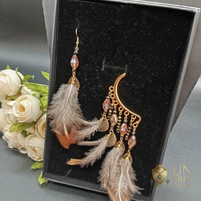Boucles d'oreilles asymétriques "Reflets Naturels"