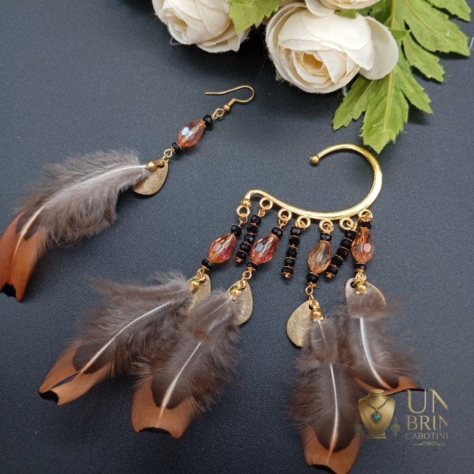Boucles d'oreilles asymétriques "Reflets Naturels"