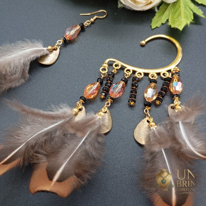 Boucles d'oreilles asymétriques "Reflets Naturels"