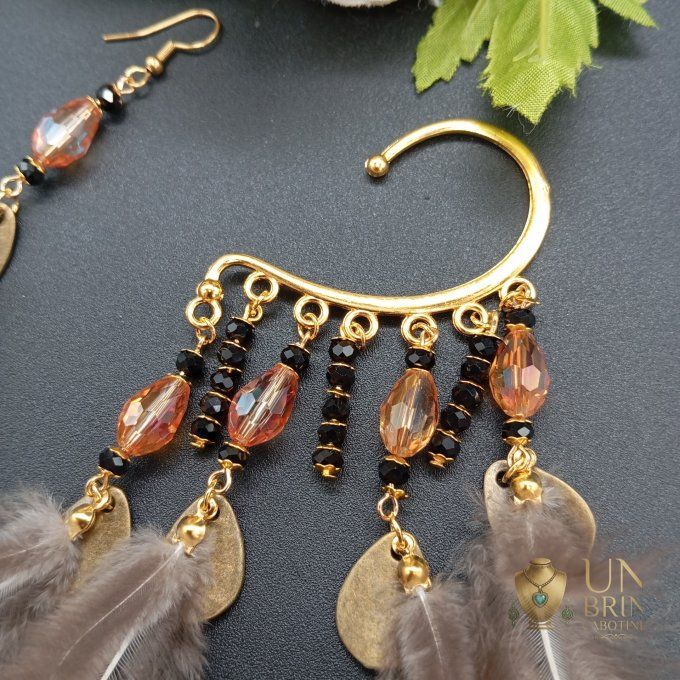Boucles d'oreilles asymétriques "Reflets Naturels"
