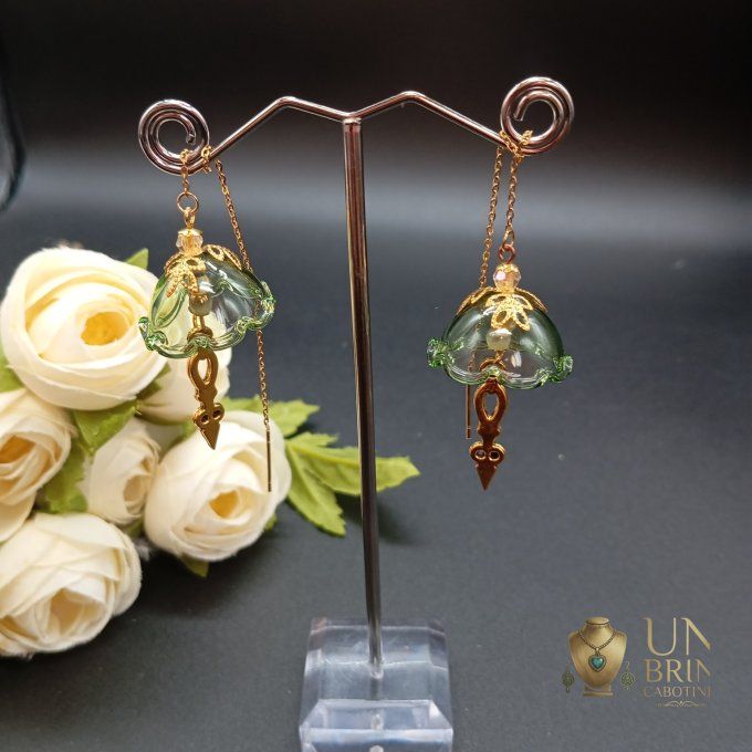 Corolle Verte : Boucles d'oreilles modulables