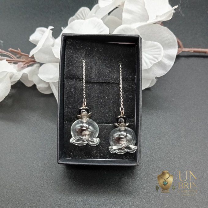 Corolle Transparente et Noire : Boucles d'oreilles modulables