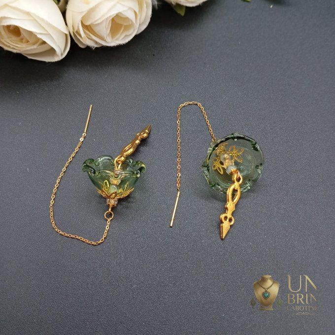 Corolle Verte : Boucles d'oreilles modulables