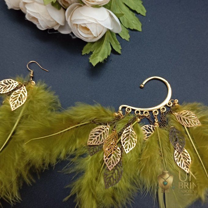 Boucles d'oreilles asymétriques "Forêt Enchantée"