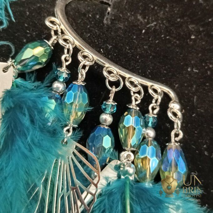Boucles d'oreilles asymétriques "Envolée Bleue"