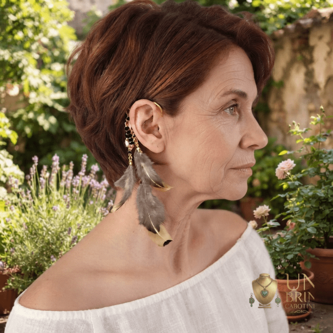 Boucles d'oreilles asymétriques "Reflets Naturels"