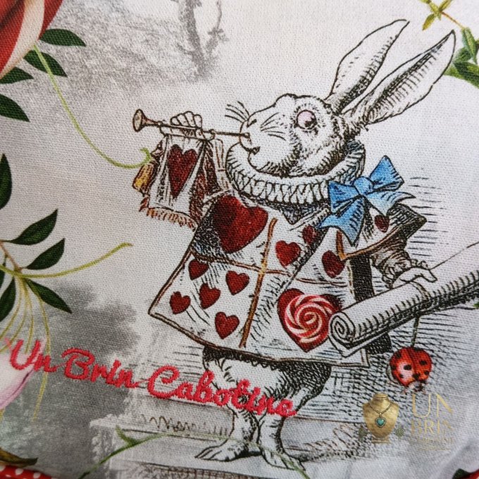 Sac XL Velours Rouge & Lapin Blanc – Pièce Unique - Copie
