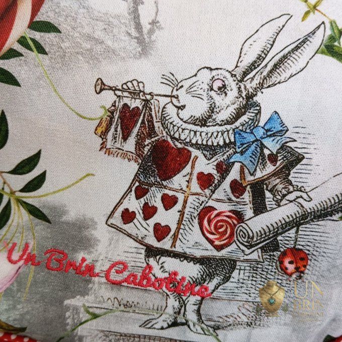 Sac XL Velours Rouge & Lapin Blanc – Pièce Unique
