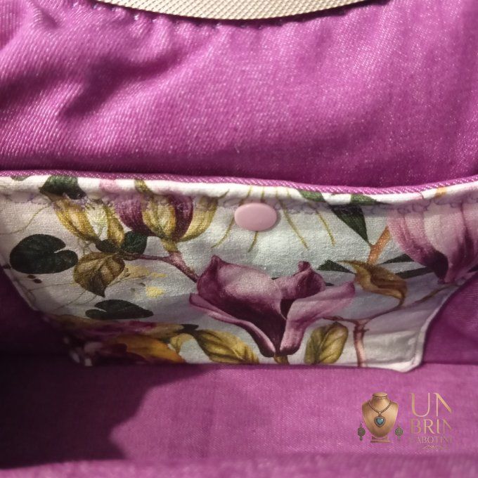 Sac XXL Velours Gris-Bleu & Lapin au Chapeau – Pièce Unique