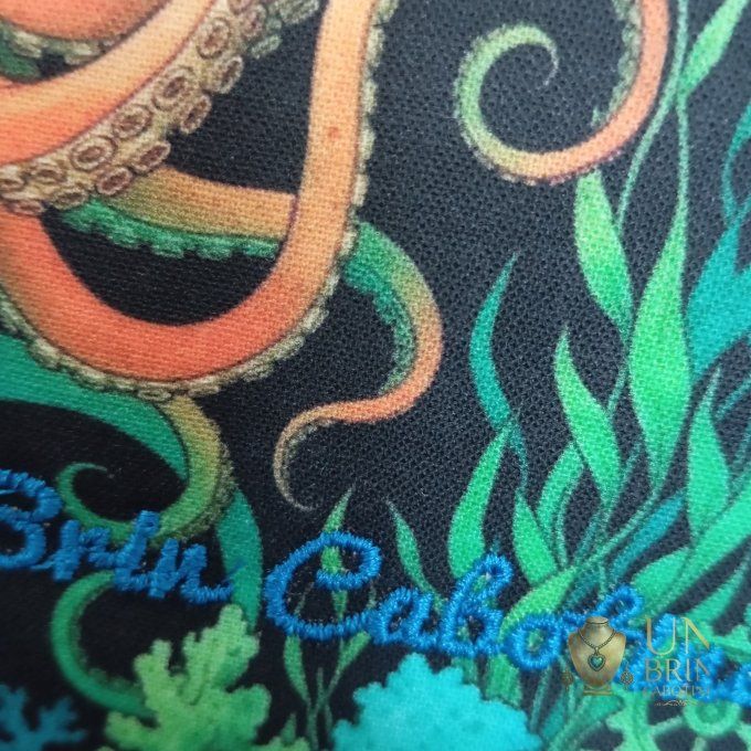 Sac Velours Bleu Électrique & Pieuvre Couronnée – Pièce Unique