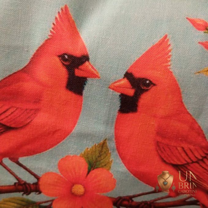 Sac Velours & Cardinaux Rouges – Pièce Unique