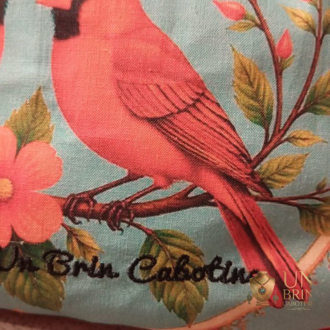 Sac Velours & Cardinaux Rouges – Pièce Unique