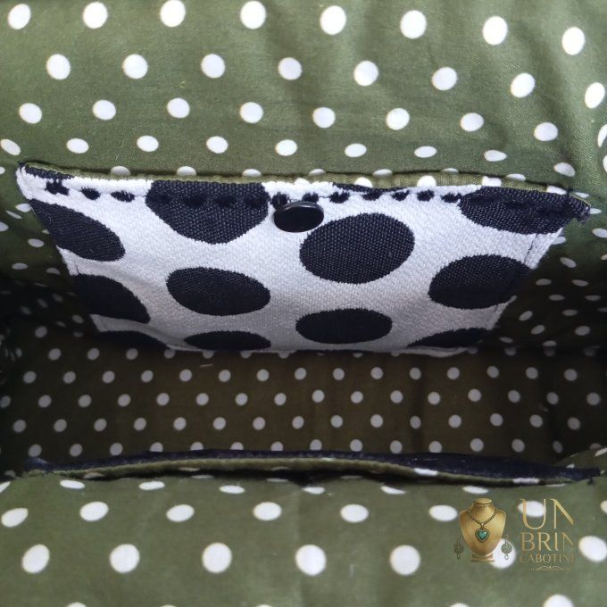 Sac Velours Noir & Gros Pois Rétro (Grand Format XL) – Pièce Unique