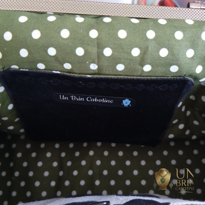 Sac Velours Noir & Gros Pois Rétro (Grand Format XL) – Pièce Unique