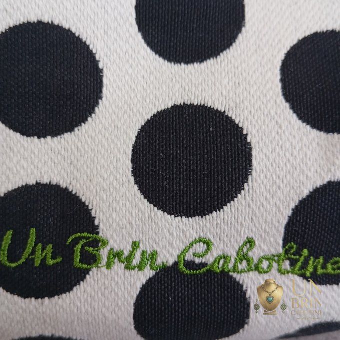 Sac Velours Noir & Gros Pois Rétro (Grand Format XL) – Pièce Unique