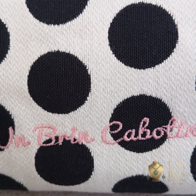 Sac Velours Noir & Gros Pois Rétro (Très Grand Format XXL) – Pièce Unique