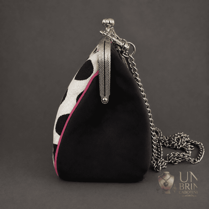 Sac Velours Noir & Gros Pois Rétro – Pièce Unique