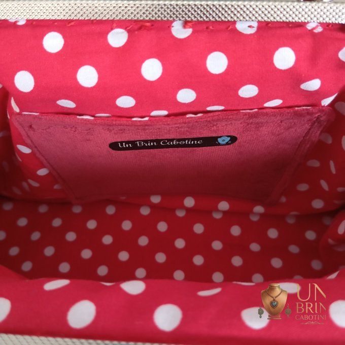 Sac Velours Rouge & Lagon Fleuri – Pièce Unique