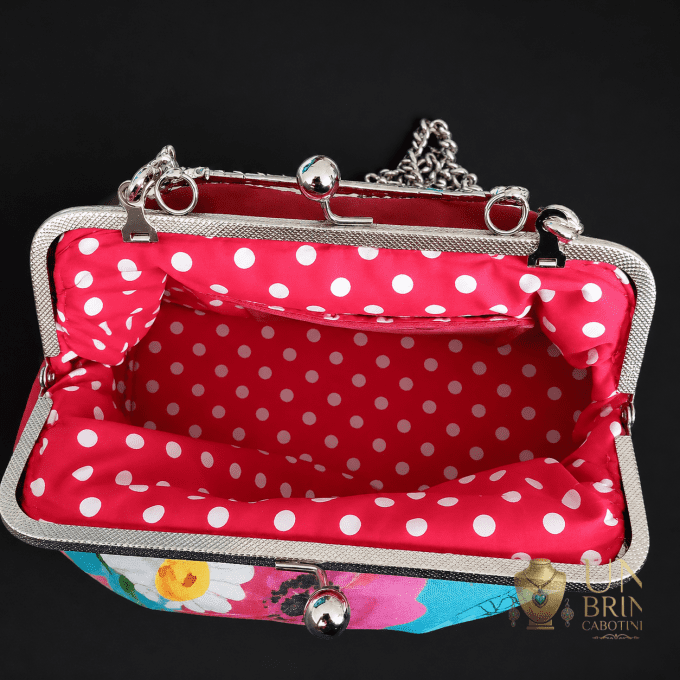 Sac Velours Rouge & Lagon Fleuri – Pièce Unique