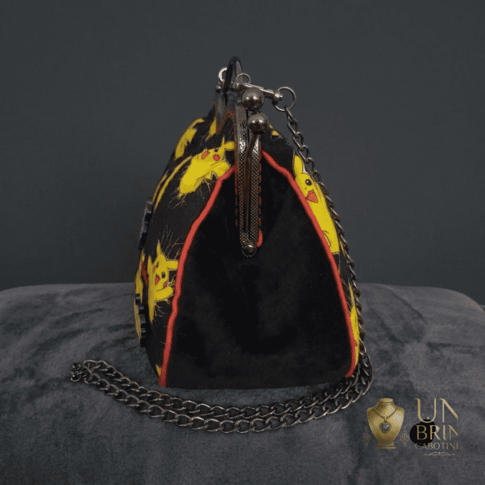 Sac Velours Noir & Imprimé Électrisant (Format Normal) – Déstockage / Pièce Unique