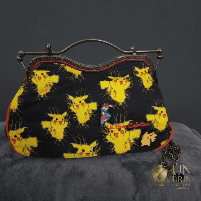 Sac Velours Noir & Imprimé Électrisant (Format Normal) – Déstockage / Pièce Unique