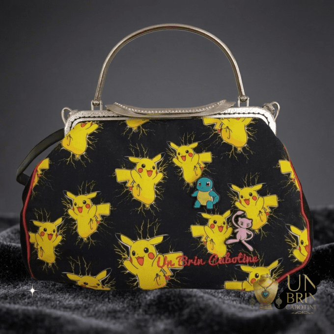 Sac Velours Noir & Gros Pois Rétro (Grand Format XL) – Pièce Unique - Copie