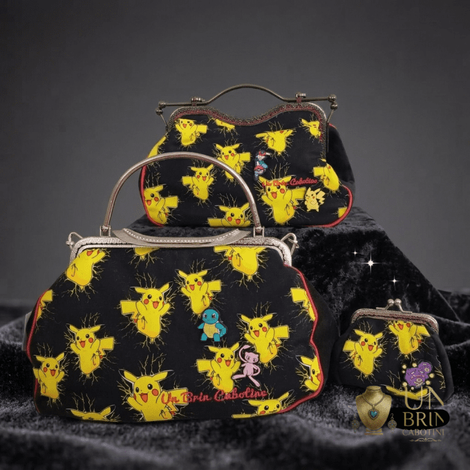 Sac Velours Noir & Imprimé Électrisant (Format Normal) – Déstockage / Pièce Unique