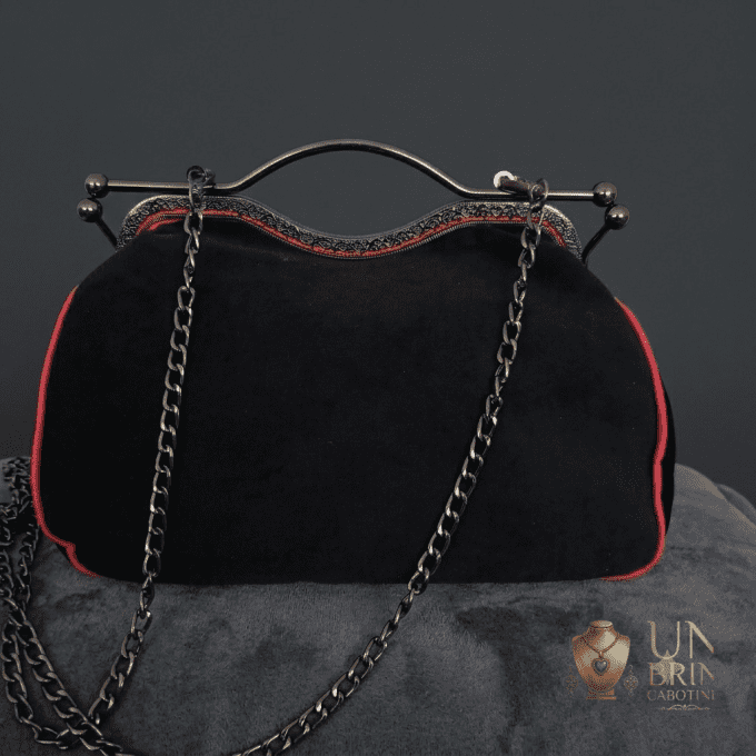 Sac Velours Noir & Imprimé Électrisant (Format Normal) – Déstockage / Pièce Unique