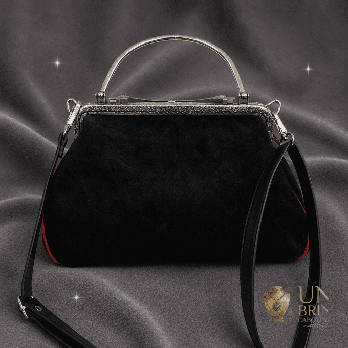 Sac Velours Noir & Gros Pois Rétro (Grand Format XL) – Pièce Unique - Copie